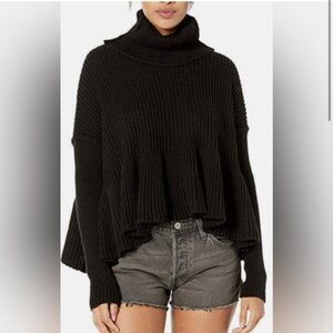Free People Black Cowl Neck Sweater